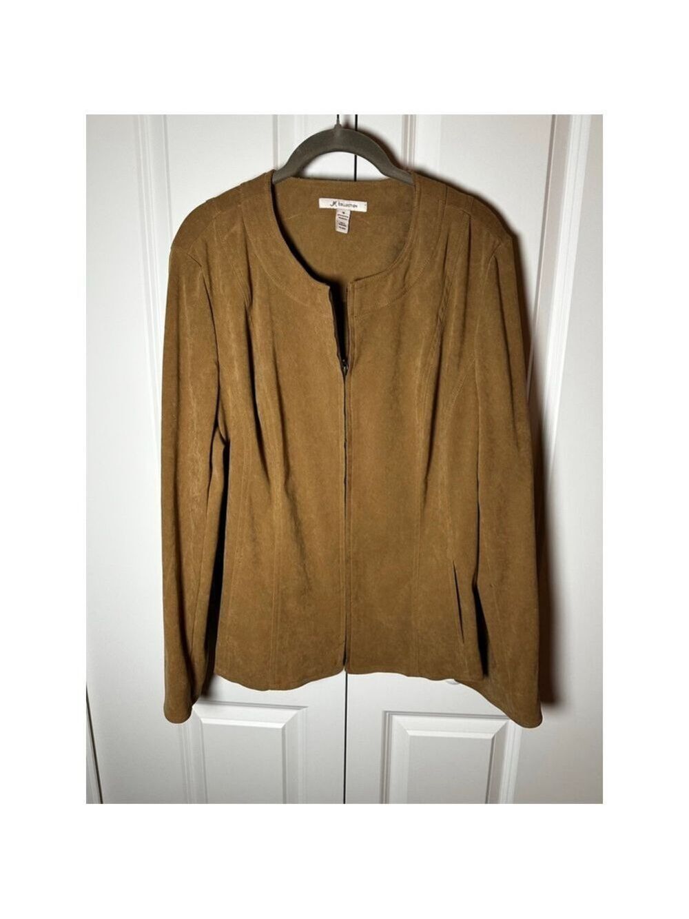 JM Collection Brown Faux Suede Blazer Jacket Plus Size 18